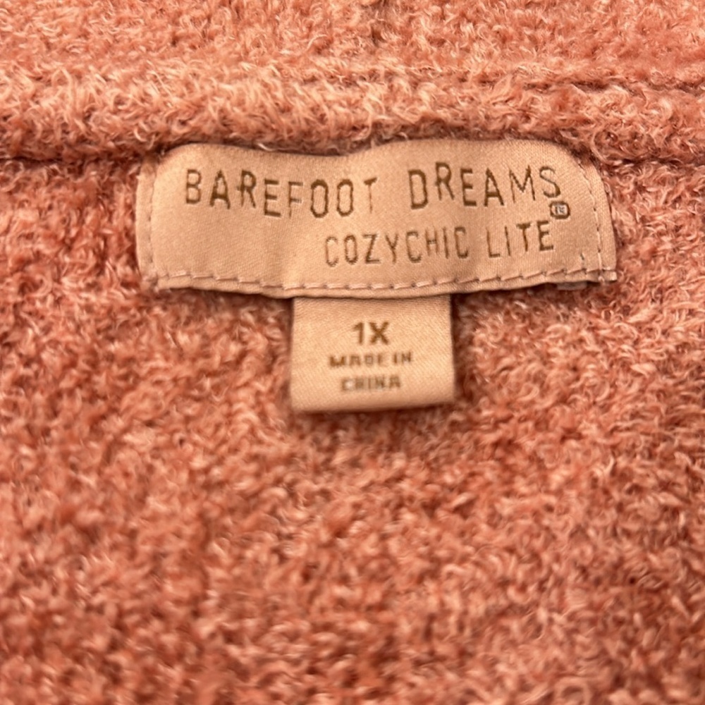 Barefoot Dreams CozyChic Lite Patch Pocket Hooded Pullover Amber Glow 1X - Picture 8 of 10